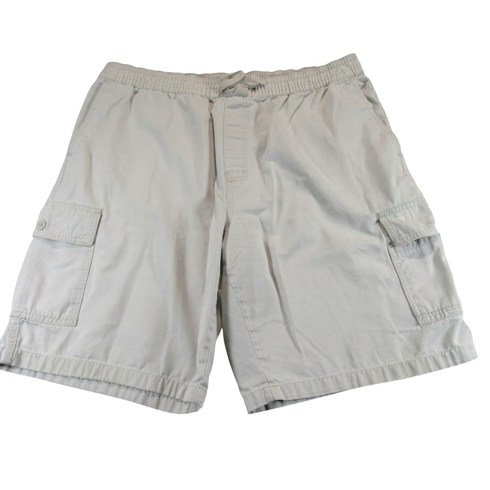 Ocean Pacific Mens Pull On Cargo Shorts XL x 10 Beige Cotton Elastic Waist